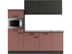 Optifit Kochfelder<Madrid420/Nizza407 Küchenzeile 210 cm ohne E-Geräte Anthrazit / Rostrot