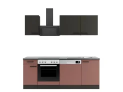 Sale Optifit Madrid420/Nizza407 Küchenzeile 210 cm Anthrazit / Rostrot