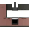 Best Optifit Madrid420/Nizza407 Küchenzeile 270 cm ohne E-Geräte Anthrazit / Rostrot