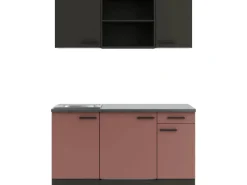 Optifit Madrid420/Nizza407 Miniküche 150 cm Anthrazit / Rostrot< Miniküchen|Kühlschränke