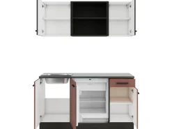 Optifit Madrid420/Nizza407 Miniküche 150 cm Anthrazit / Rostrot< Miniküchen|Kühlschränke