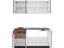 Hot Optifit Madrid420/Nizza407 Miniküche 150 cm Anthrazit / Rostrot