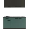 Optifit Miniküche KPMV 1532-9+ Madrid420/Verona405 Anthrazit/ Steingrün 150 cm< Miniküchen|Kochfelder