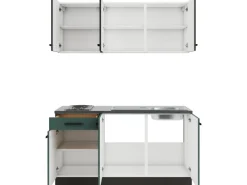 Optifit Miniküche KPMV 1532-9+ Madrid420/Verona405 Anthrazit/ Steingrün 150 cm< Miniküchen|Kochfelder