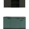 Optifit Miniküche KPMV 1579R-9+ Madrid420/Verona405 Anthrazit/ Steingrün 150 cm< Miniküchen|Kochfelder