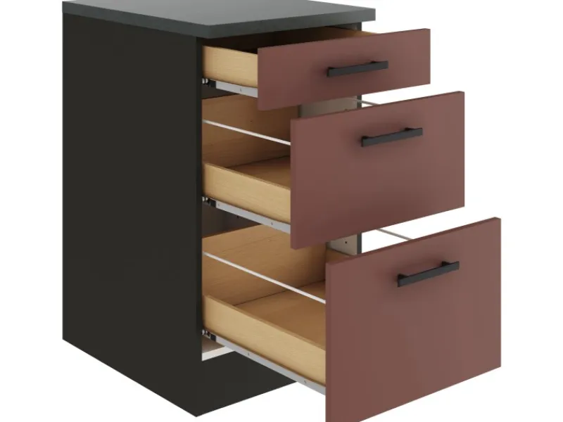 Optifit Küchenschränke<Nizza407 Küchen-Unterschrank 50 cm Rostrot