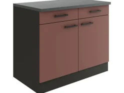 Optifit Küchenschränke<Nizza407 Küchen-Unterschrank 100 cm Rostrot