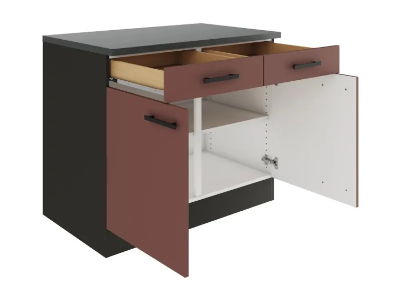 Optifit Küchenschränke<Nizza407 Küchen-Unterschrank 100 cm Rostrot