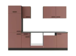 Optifit Kochfelder<Nizza407 Küchenzeile 270 cm ohne E-Geräte Rostrot