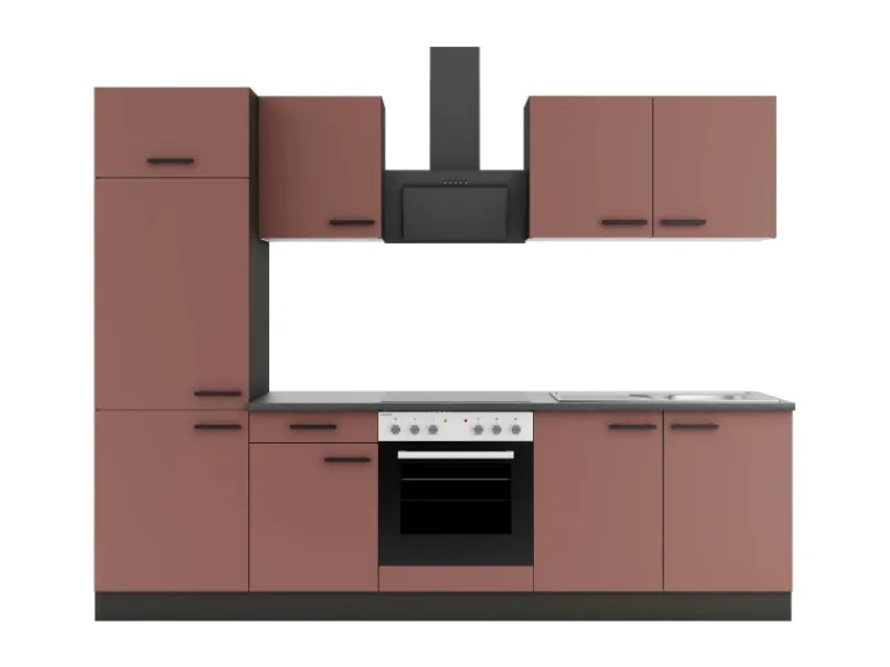 Sale Optifit Nizza407 Küchenzeile 270 cm ohne E-Geräte Rostrot