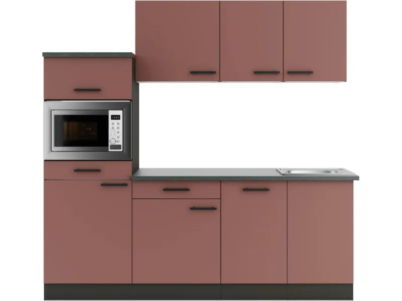 Optifit Nizza407 Küchenzeile 210 cm Rostrot< Winkelküchen