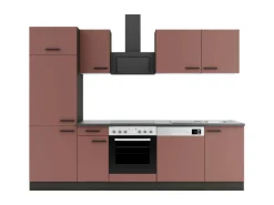 Optifit Nizza407 Küchenzeile 270 cm Rostrot< Kühlschränke|Winkelküchen