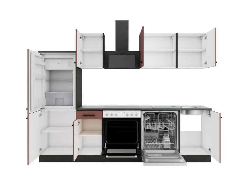 Optifit Kühlschränke|Winkelküchen<Nizza407 Küchenzeile 270 cm Rostrot