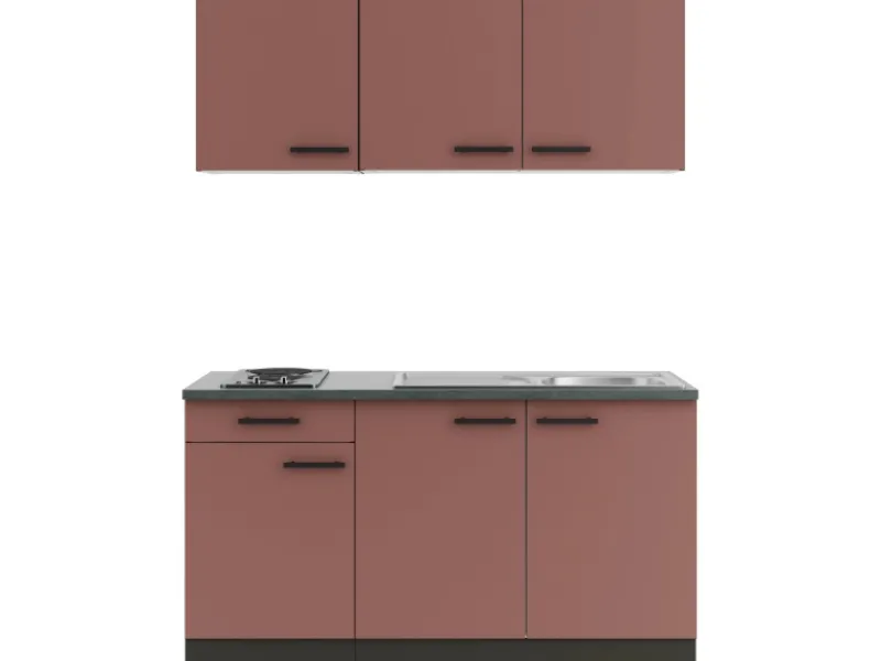 Best Optifit Nizza407 Miniküche 150 cm Rostrot