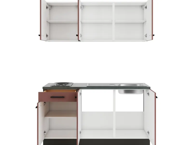 Best Optifit Nizza407 Miniküche 150 cm Rostrot