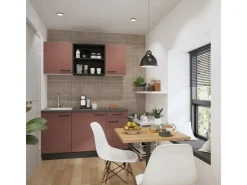 Optifit Miniküchen|Kühlschränke<Nizza407 Miniküche 150 cm Rostrot