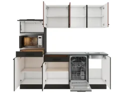Optifit Nizza407/Madrid420 Küchenzeile 210 cm Rostrot / Anthrazit< Winkelküchen