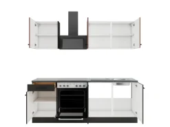 Optifit Winkelküchen<Nizza407/Madrid420 Küchenzeile 210 cm Rostrot / Anthrazit
