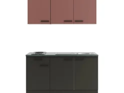 Clearance Optifit Nizza407/Madrid420 Miniküche 150 cm Rostrot / Anthrazit