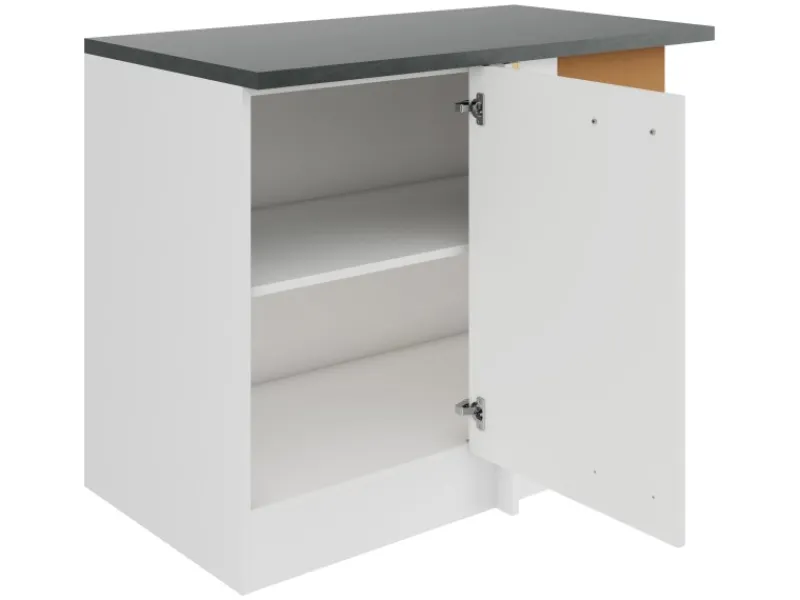 Optifit Küchenschränke<Oslo214 Küchen-Eck-Unterschrank 110 cm Feinstruktur Weiß