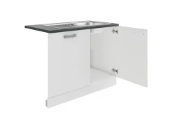 Optifit Oslo214 Küchen-Spülenschrank-Set Feinstruktur Weiß< Küchenschränke