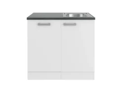 Optifit Oslo214 Küchen-Spülenschrank-Set Feinstruktur Weiß< Küchenschränke