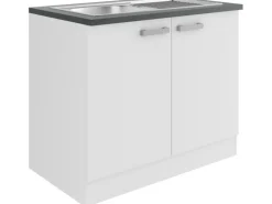 Optifit Gefrierschränke|Kühlschränke<Oslo214 Küchen-Spülenunterschrank 100 cm Feinstruktur Weiß