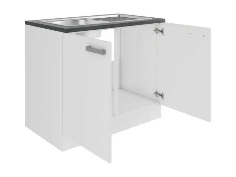 Optifit Gefrierschränke|Kühlschränke<Oslo214 Küchen-Spülenunterschrank 100 cm Feinstruktur Weiß
