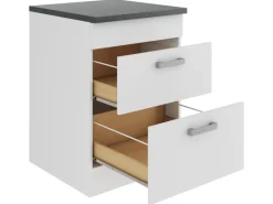Optifit Oslo214 Küchen-Unterschrank 60 cm Feinstruktur Weiß< Küchenschränke