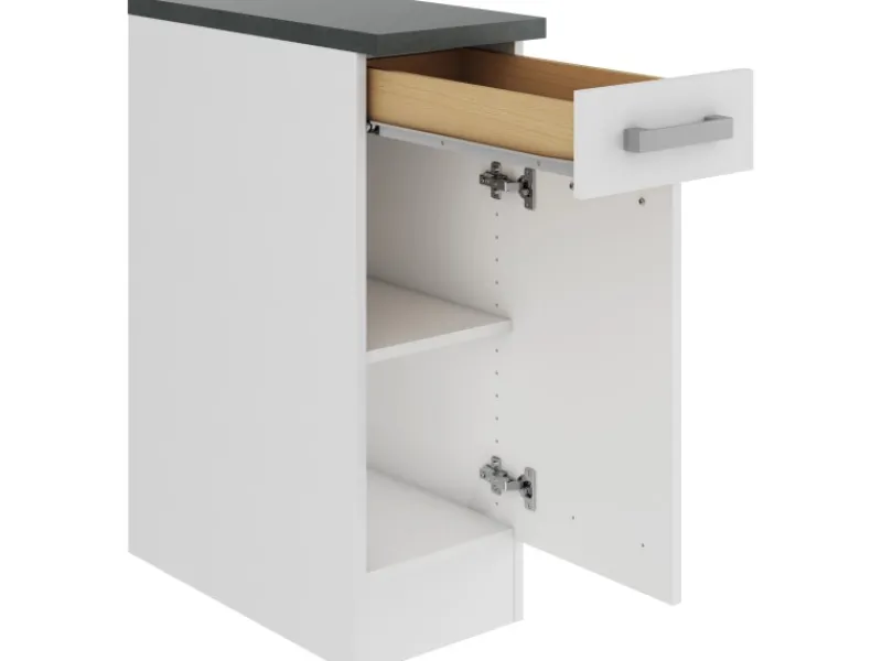 Optifit Oslo214 Küchen-Unterschrank 30 cm Feinstruktur Weiß< Küchenschränke