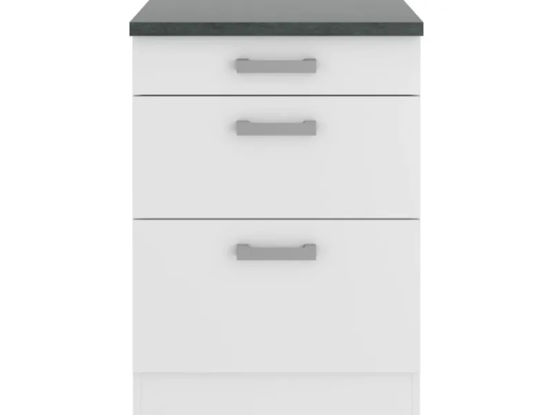 Optifit Küchenschränke<Oslo214 Küchen-Unterschrank 60 cm Feinstruktur Weiß
