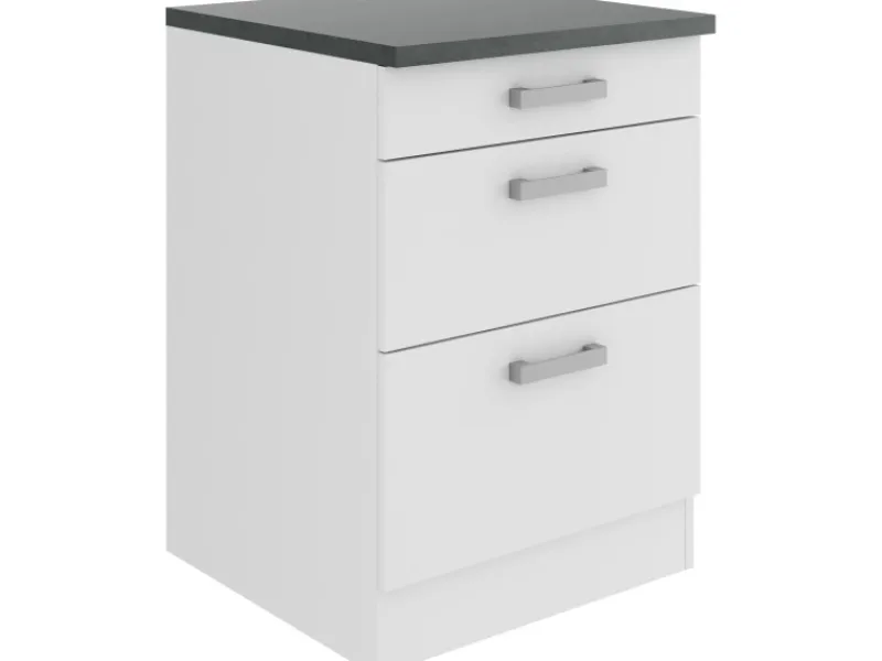 Optifit Küchenschränke<Oslo214 Küchen-Unterschrank 60 cm Feinstruktur Weiß
