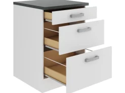 Optifit Küchenschränke<Oslo214 Küchen-Unterschrank 60 cm Feinstruktur Weiß