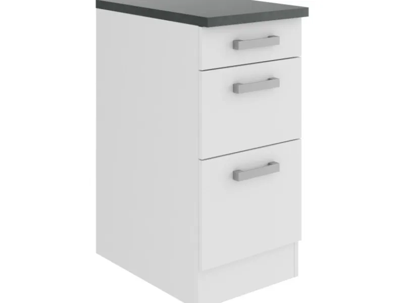 Outlet Optifit Oslo214 Küchen-Unterschrank 40 cm Feinstruktur Weiß