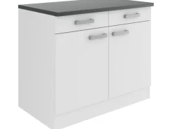 Optifit Küchenschränke<Oslo214 Küchen-Unterschrank 100 cm Feinstruktur Weiß