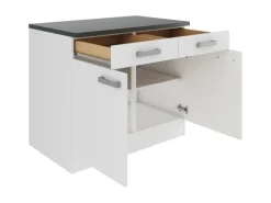 Optifit Küchenschränke<Oslo214 Küchen-Unterschrank 100 cm Feinstruktur Weiß
