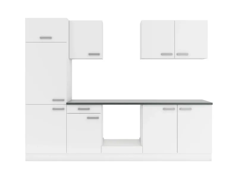 Optifit Oslo214 Küchenzeile 270 cm ohne E-Geräte Weiß< Einbauküchen