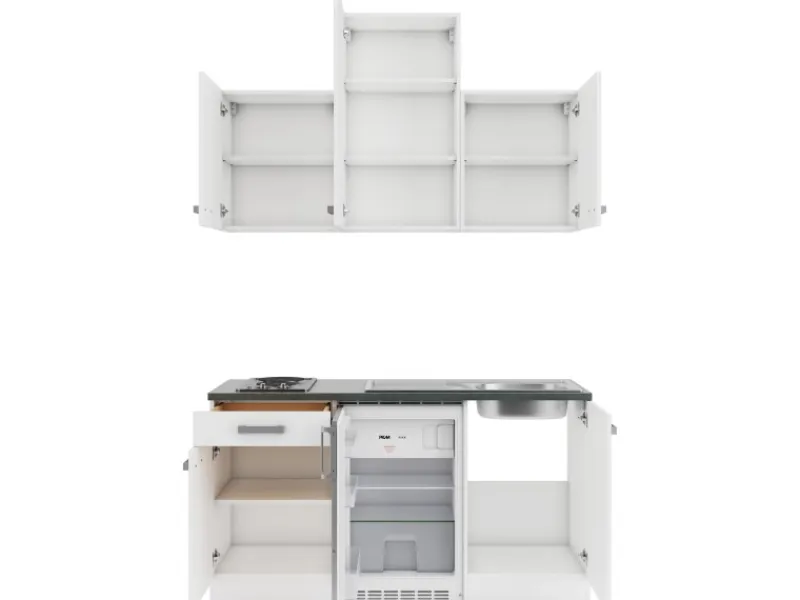 Optifit Miniküchen|Kochfelder<Oslo214 Miniküche 150 cm Weiß