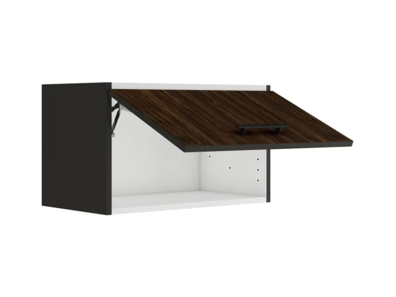 Optifit Rimini409 Küchen-Oberschrank 60 cm Rillendekor Nussbaum< Küchenschränke