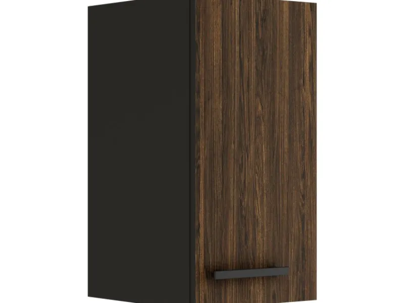 Best Optifit Rimini409 Küchen-Oberschrank 30 cm Rillendekor Nussbaum