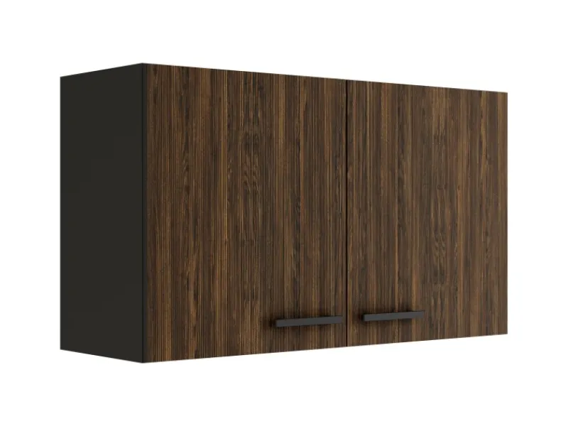 Optifit Rimini409 Küchen-Oberschrank 100 cm Rillendekor Nussbaum< Küchenschränke