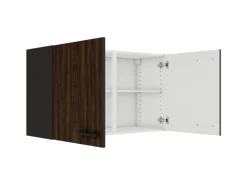 Optifit Rimini409 Küchen-Oberschrank 100 cm Rillendekor Nussbaum< Küchenschränke