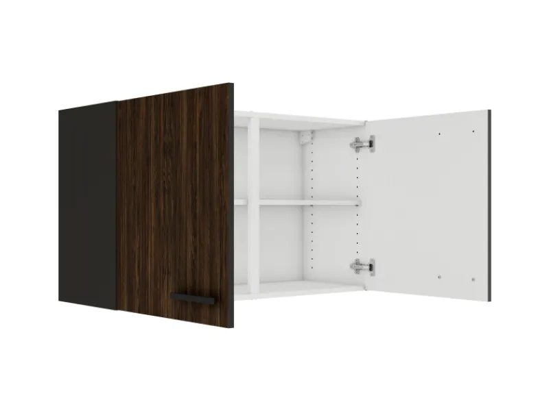 Optifit Rimini409 Küchen-Oberschrank 100 cm Rillendekor Nussbaum< Küchenschränke