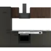 Hot Optifit Rimini409/Madrid420 Küchenzeile 270 cm Rillendekor Nussbaum/ Anthrazit