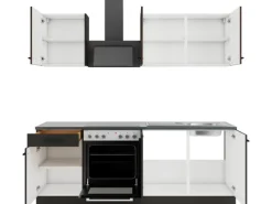 Optifit Rimini409/Madrid420 Küchenzeile 210 cm Rillendekor Nussbaum/ Anthrazit< Herde|Kochfelder