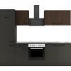Optifit Winkelküchen<Rimini409/Madrid420 Küchenzeile 270 cm Rillendekor Nussbaum/ Anthrazit