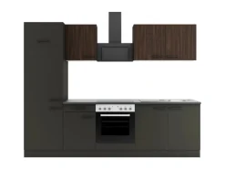 Optifit Winkelküchen<Rimini409/Madrid420 Küchenzeile 270 cm Rillendekor Nussbaum/ Anthrazit