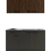 New Optifit Rimini409/Madrid420 Miniküche 150 cm Rillendekor Nussbaum/ Anthrazit