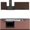 Online Optifit Rimini409/Nizza407 Küchenzeile 210 cm Rilllendekor Nussbaum / Rostrot