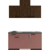 Optifit Miniküchen|Winkelküchen<Rimini409/Nizza407 Miniküche 150 cm Rilllendekor Nussbaum / Rostrot